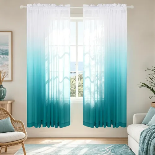 Miniatura 32 de KOUFALL Cortinas de ventana de baño para ducha, juego de 2 paneles de cortinas cortas transparentes en blanco y negro para cocina, dormitorio