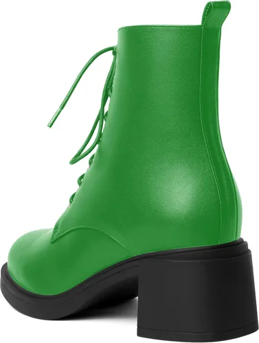 Miniatura 63 de ROSERWISH Botas altas de tacón bajo y grueso para mujer, con cordones, cómodas, modernas, con puntera redonda, de 2.5 pulgadas
