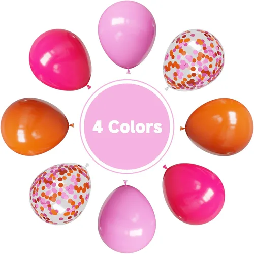 Miniatura 2 de Pink and Orange Balloons, 55PCS light pink balloons 12inch Pink Orange Confetti Balloons for Baby Shower, Birthday, Wedding, Tropical Party