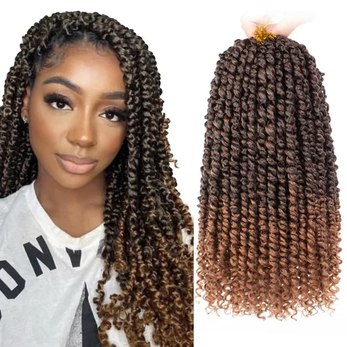 Miniatura 32 de Leeven Paquete de 8 paquetes de cabello de ganchillo pret wisted Passion Twist de 10 pulgadas, color negro natural, extensiones de cabello corto