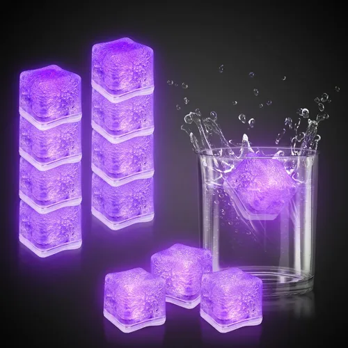 Miniatura 11 de Windy City Novelties Paquete de 12 cubos de hielo LED azules con 6 modos de luz, innovador botón de encendido/apagado, perfectos para fiestas