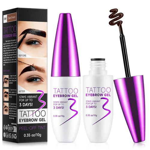 Tinte de gel para cejas: tinte de cejas de larga duración hasta 3 días, gel de cejas impermeable y a prueba de manchas para cejas más completas y