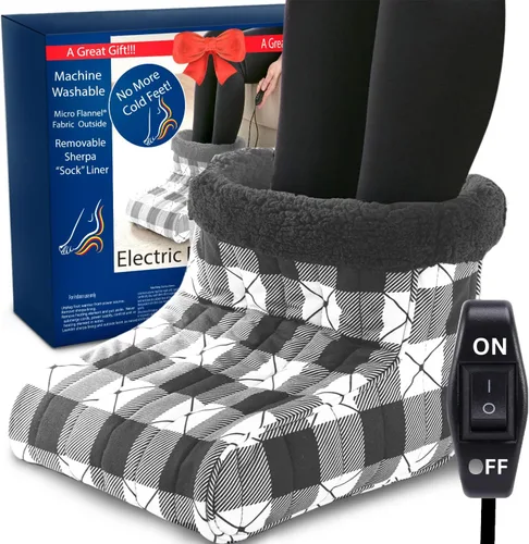 Miniatura 10 de Thermee Calentador de pies con calefacción de microfranela, forro polar sherpa, apagado de seguridad de 2 horas, calentador eléctrico de pies