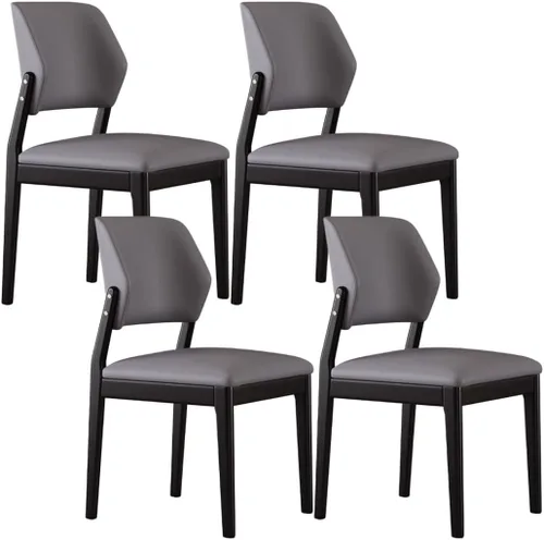 Miniatura 37 de YVYKFZD Wooden Dining Chairs Set, Leather Dining Room Chair, Upholstered Kitchen Chairs with Curved Backrest, Armless Living Room Chair, for Bedroom