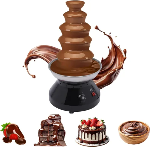 Fuente de chocolate comercial de 5 niveles, 230 W, 7 libras, gran capacidad, acero inoxidable, torre de fondue de chocolate caliente, máquina para