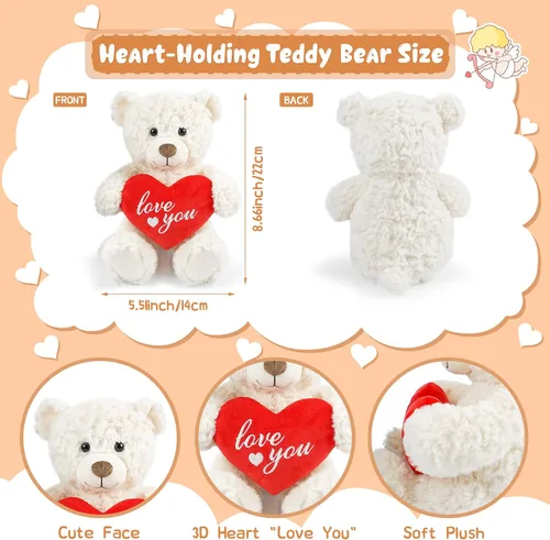 Miniatura 2 de Oso de peluche para el día de San Valentín – Oso marrón de 8.6 pulgadas, animal de peluche suave, regalo ideal para su novia, mamá, niñas, bonito