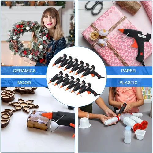 Miniatura 6 de Zhengmy 12 piezas mini pistolas de pegamento para manualidades, pistolas termofusibles, pegamento a baja temperatura con protección contra Negro