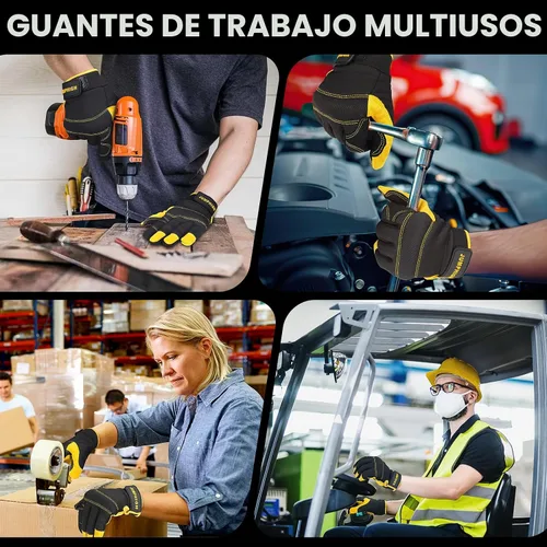 Miniatura 8 de Guantes de trabajo y seguridad para hombre, uso general, mecánica, para pantalla táctil, transpirables, ajuste flexible, acolchado en nudillos