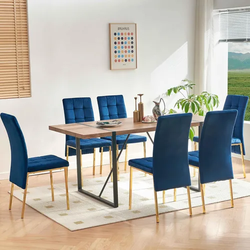 Miniatura 4 de NORDICANA Juego de 4 sillas de comedor tapizadas de terciopelo para cocina clásica, con respaldo alto, sillas auxiliares copetudas de cola de Negro