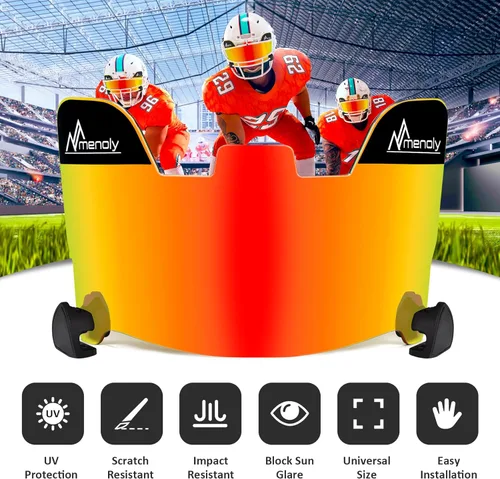 Miniatura 5 de MENOLY Visera de fútbol, visera de casco de fútbol juvenil, resistente a los arañazos, bloqueador UV, visera de protección facial para casco