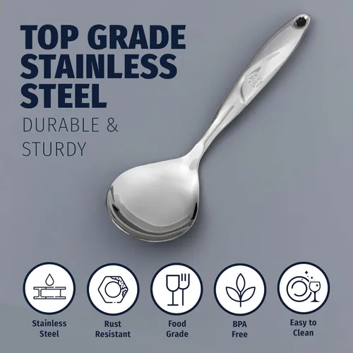 Miniatura 5 de Zulay Kitchen Cuchara de servir de acero inoxidable, cuchara grande de cocina y servir de 11.5 pulgadas con mango ergonómico, duradero, resistente