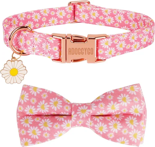 Miniatura 7 de ADOGGYGO Collar de perro con bandera estadounidense con corbata de moño desmontable, collares patrióticos ajustables del 4 de julio para perros