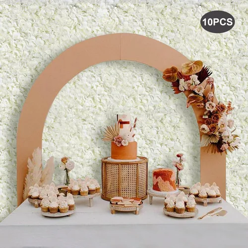 Miniatura 3 de Panel de pared de flores densas, 15.8 x 23.6 pulgadas por rosa blanca lechosa, decoración de telón de fondo para bodas, despedidas de soltera, baby