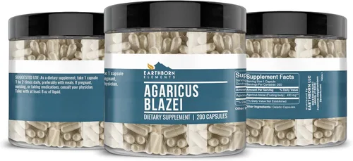Miniatura 4 de Earthborn Elements Agaricus Blazei 200 cápsulas, puras y sin diluir, sin aditivos