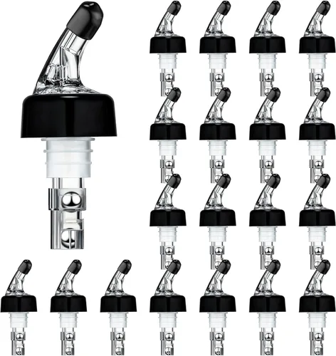 Miniatura 8 de BBTO Vertedor automático de botellas con boquilla de licor, Jigger de botella de medición rápida, 1 onza/1.0 fl oz (transparente, negro, 12 piezas)