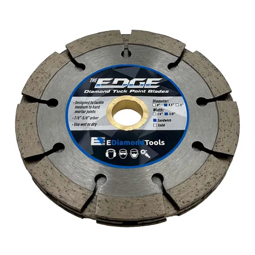 Miniatura 6 de Hoja de punto de inserción estilo sándwich de diamante de 4 pulgadas para extracción de juntas de mortero, ancho de segmento de doble capa de 1/4