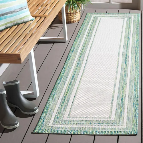 Miniatura 102 de SAFAVIEH Alfombra lavable al aire libre Courtyard Collection – 4' x 5'7", beige oscuro y beige, no desprende pelusa y fácil de limpiar, ideal