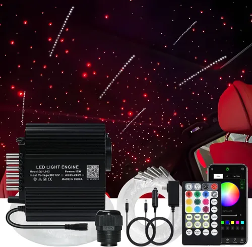 Miniatura 17 de AKEPO Luces de fibra óptica de 12 W parpadeantes+meteorito 2 en 1 con control de aplicación Starlight, 300 piezas x 0.03 pulgadas x 9.8 pies+240