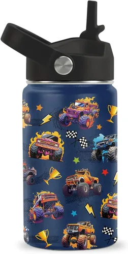 Miniatura 28 de Axolotl - Botella de agua de 12 onzas con tapa con pajilla, botella de agua de acero inoxidable con diseño de ajolotes para niñas, taza aislada
