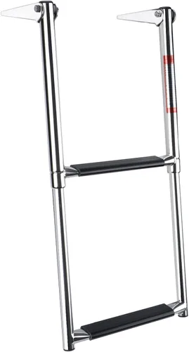 Miniatura 3 de Escalera para barco de 2 escalones, de acero inoxidable, telescópica, de 2 escalones, para pontón de barco, escalera plegable para embarcaciones