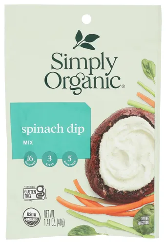 Simply Organic Mezcla de salsa de espinacas, certificado orgánico, sin gluten | 1.41 oz