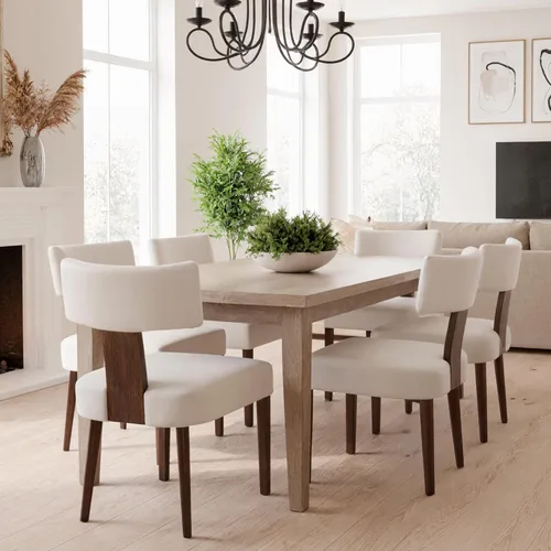 HNY - Juego de 6 sillas de comedor modernas de mediados de siglo, sillas de cocina de terciopelo tapizadas con respaldo curvo, estilo granja, con