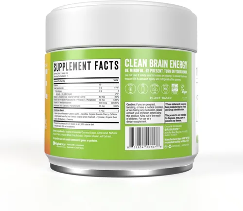 Miniatura 6 de BrainJuice Suplemento de apoyo cerebral nootrópicos, polvo sin gluten para energía y concentración, mezcla de bebida con L teanina, Alpha GPC