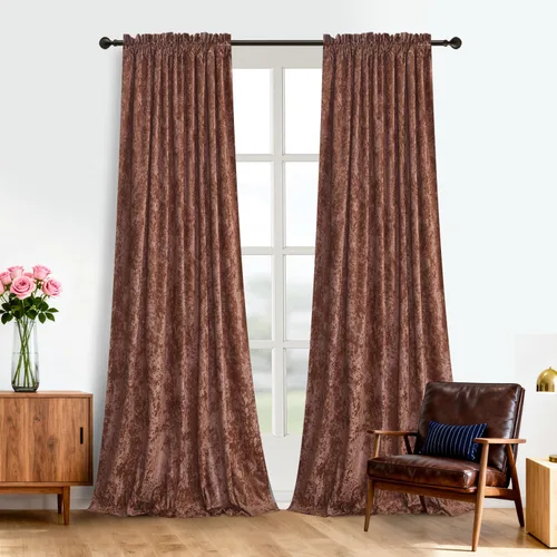 Miniatura 17 de Cortinas de Terciopelo Chartreuse Aplastado de Lujo Juego de 2 Paneles - 84 pulgadas de Largo para Oscurecer la Habitación Cortinas de Terciopelo