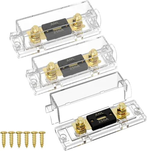 Miniatura 7 de Joinfworld Portafusibles ANL de 100 amperios con fusible ANL de 100 A, bloque de fusibles ANL calibre 0/2/4 para sistema de audio de automóvil