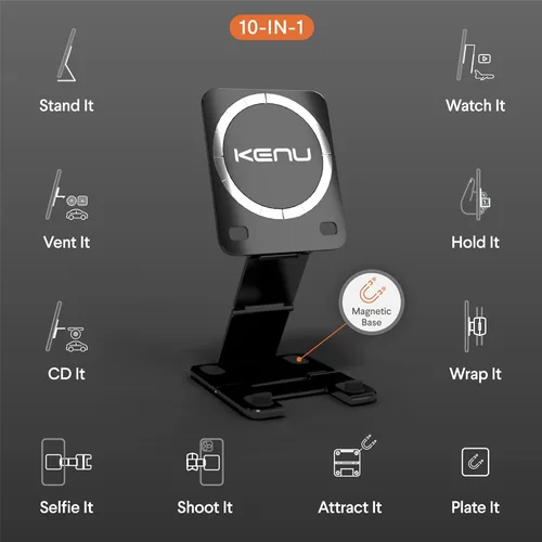 Miniatura 2 de Kenu Stance+ 10 en 1 MagSafe Super Gadget, soporte magnético para trípode, ventilación para coche+tablero+soporte para CD, soporte para dedos