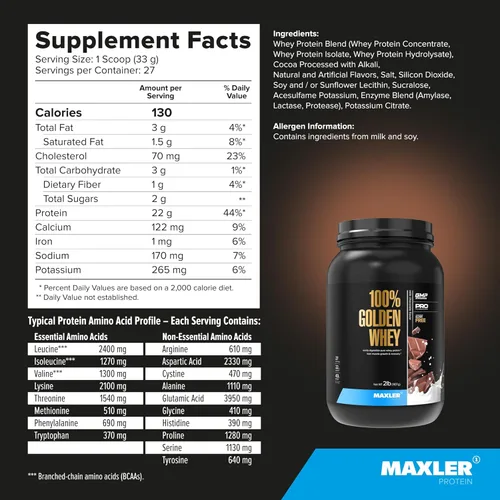 Miniatura 6 de Maxler 100% proteína de suero de leche dorada – 0.76 oz de proteína de suero de alta calidad en polvo por porción – Pre-post Intra entrenamiento