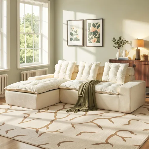 Miniatura 25 de 106" Cloud Boneless Couch with Chaise, L-Shape Deep Seat Sectional Couches, No Assembly Required, Convertible Modular Sleeper Sofa Bed, Living Room