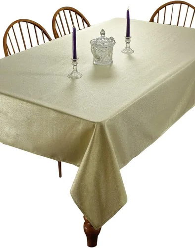 Miniatura 2 de Violet Linen Mantel metálico para hotel, forro de 52 x 70 pulgadas, rectangular, color plateado