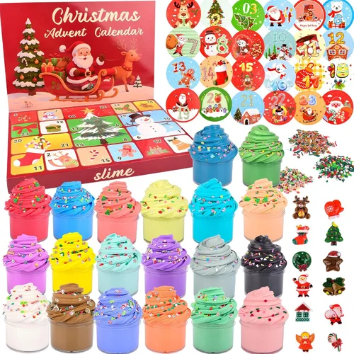 Miniatura 10 de Kit de slime de Navidad – Slime de Navidad antiadherente, suave, elástico, regalos de fiesta de slime para niños, perfecto para rellenos