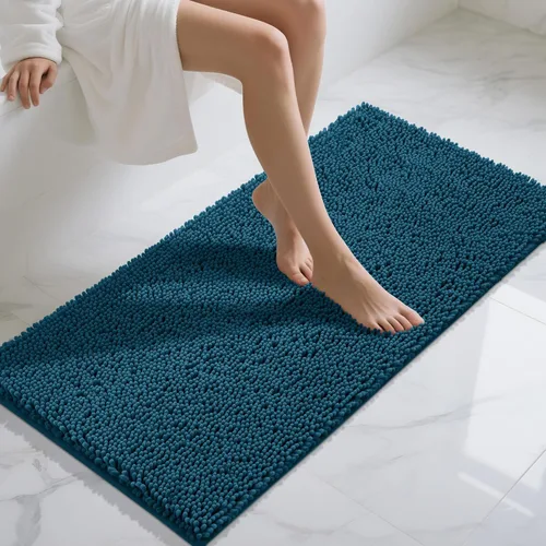 Miniatura 83 de Yimobra Alfombras lavables para baño, alfombra de baño de chenilla súper suave y absorbente para piso y alfombra, alfombra antideslizante de secado