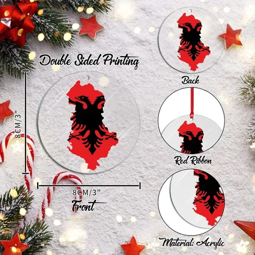 Miniatura 3 de Bandera de Albania, silueta de árbol, adorno de decoración de árbol de Navidad, bandera nacional, recuerdo de árbol de Navidad, recuerdo de Albania