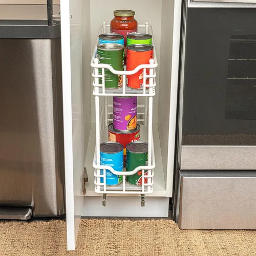 Miniatura 6 de Household Essentials Organizador deslizante de dos niveles de acero blanco con forros de plástico