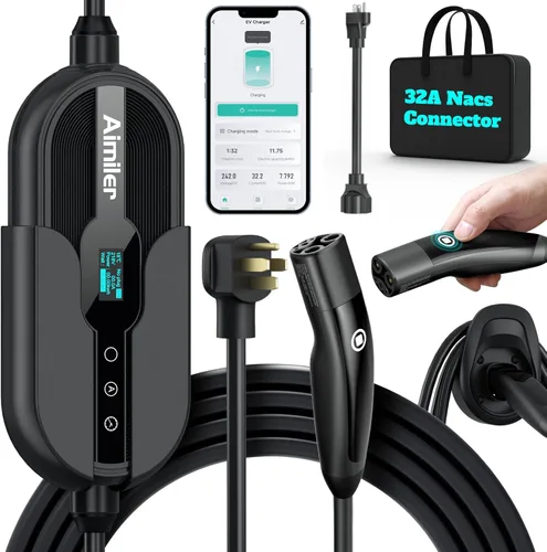 Miniatura 11 de AIMILER Cargador de Vehículo Eléctrico (EV) Nivel 2 (APLICACIÓN WIFI/Conexión Plug-play), 32A, Cable de 25 pies Certificado ETL, 220V-240V NEMA