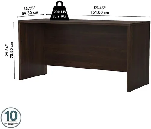 Miniatura 3 de Bush Business Furniture Studio C 60 W x 24 D Credenza Escritorio en nogal negro, mesa de computadora para el hogar u oficina profesional