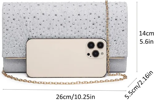 Miniatura 4 de Bolsas de noche para mujer, con lentejuelas con purpurina, bolso de mano brillante para mujer, bolso formal de boda, fiesta, baile