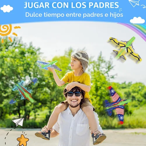 Miniatura 7 de Manmel Paquete de 12 lanzadores de aviones para niños, 2 lanzadores y 10 planeadores de espuma, juguetes voladores para interiores y exteriores