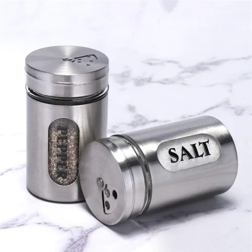 Miniatura 3 de Juego de salero y pimentero acero inoxidable y vidrio (plata)