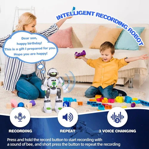 Miniatura 2 de Juguetes robóticos de regalo para niños: robot de control remoto programable con grabación de voz y control de gestos de baile, para niños pequeños