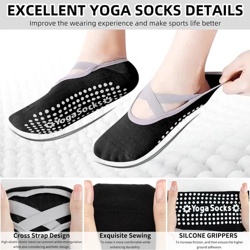 Miniatura 2 de Calcetines de yoga con agarre antideslizante para mujer, talla única, para fitness, deporte, danza de calcetines