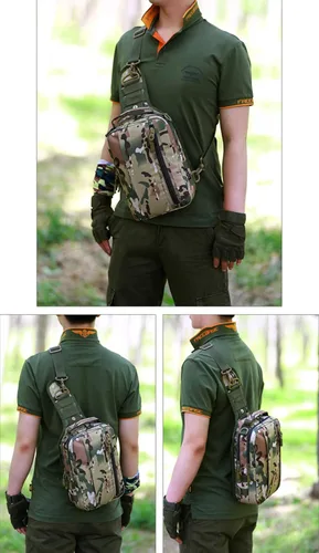 Miniatura 4 de UNISTRENGH Mochila táctica militar para el pecho, mochila Molle, bolsa de hombro casual, equipo cruzado, CP Camouflage