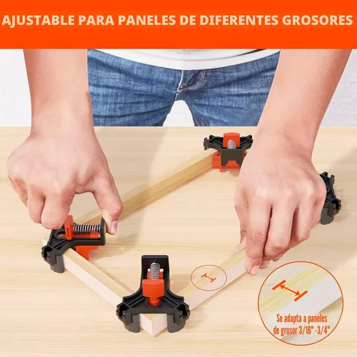 Miniatura 6 de WETOLS Abrazadera de esquina para carpintería, abrazadera de ángulo recto de 90 grados, abrazaderas de madera, 4 abrazaderas de carpintería