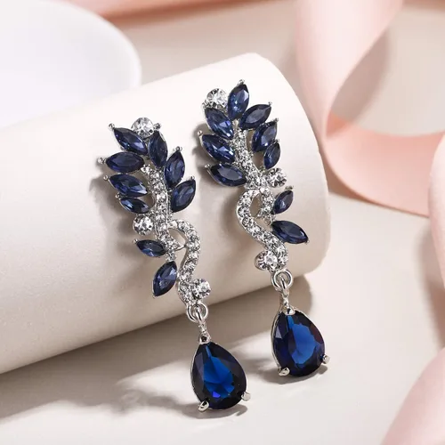 Miniatura 3 de EVER FAITH Aretes colgantes de lágrima de cristal austriaco para mujer, Cristal