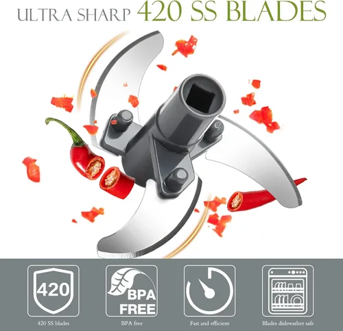 Miniatura 5 de Ourokhome procesador manual de alimentos, picadora de verdura portátil a cuerda, para picar ajo, cebolla, verduras, jengibre, frutas, frutos secos
