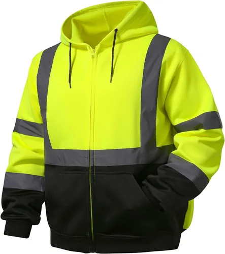 Miniatura 7 de SKSAFETY Hi Vis - Sudaderas con capucha de seguridad para el trabajo para hombre, chaqueta con capucha reflectante de alta visibilidad de clase 3