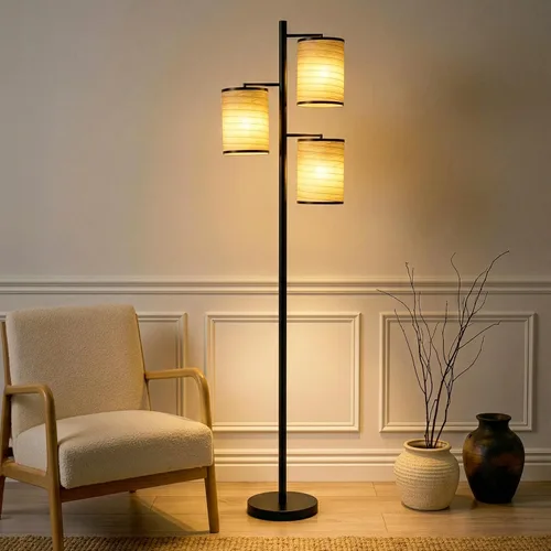 Miniatura 2 de Brightech Liam - Lámpara de pie, gran decoración de sala de estar, lámpara de árbol para oficinas, lámpara de pantalla de linterna asiática